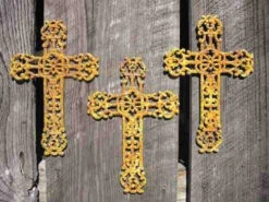 Cast Iron Crosses Set Of 3-Antique And Verde Finish 6 Cast Iron Crosses Set Of 3-Antique And Verde Finish -Bird Haven Shop 3verdicross 4