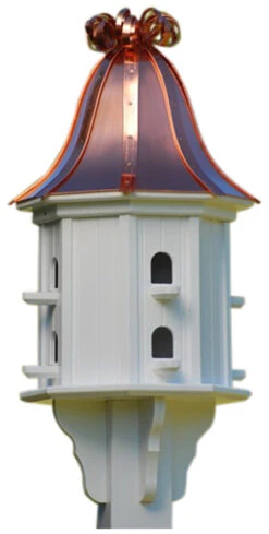 Copper Roof Dovecote Birdhouse 36x14 Ribbon Detail- 8 Perches -Bird Haven Shop BH14 8 BC CURLY
