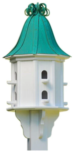 Copper Roof Dovecote Birdhouse 36x14 Ribbon Detail- 8 Perches -Bird Haven Shop BH14 8 PC CURLY