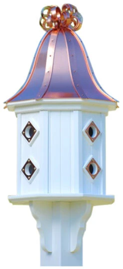 Copper Roof Dovecote Birdhouse 36x14 Ribbon Detail- 8 Portals 5 Copper Roof Dovecote Birdhouse 36x14 Ribbon Detail- 8 Portals -Bird Haven Shop BH14 8CP BC CURLY