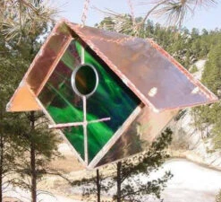 Copper-Stained Glass Birdhouse -Bird Haven Shop BHGW EMRLD2 HS 8354ebb9 a77f 471e 97d2 7039725dfa19