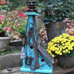 Barn Wood Birdhouse- Vintage Insulator Series -Bird Haven Shop Barn Wood Birdhouse Glass Insulator 4