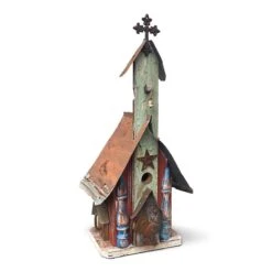 Barn Wood & Tin Church Birdhouses -Bird Haven Shop Barn Wood Tin Church Birdhouse 1