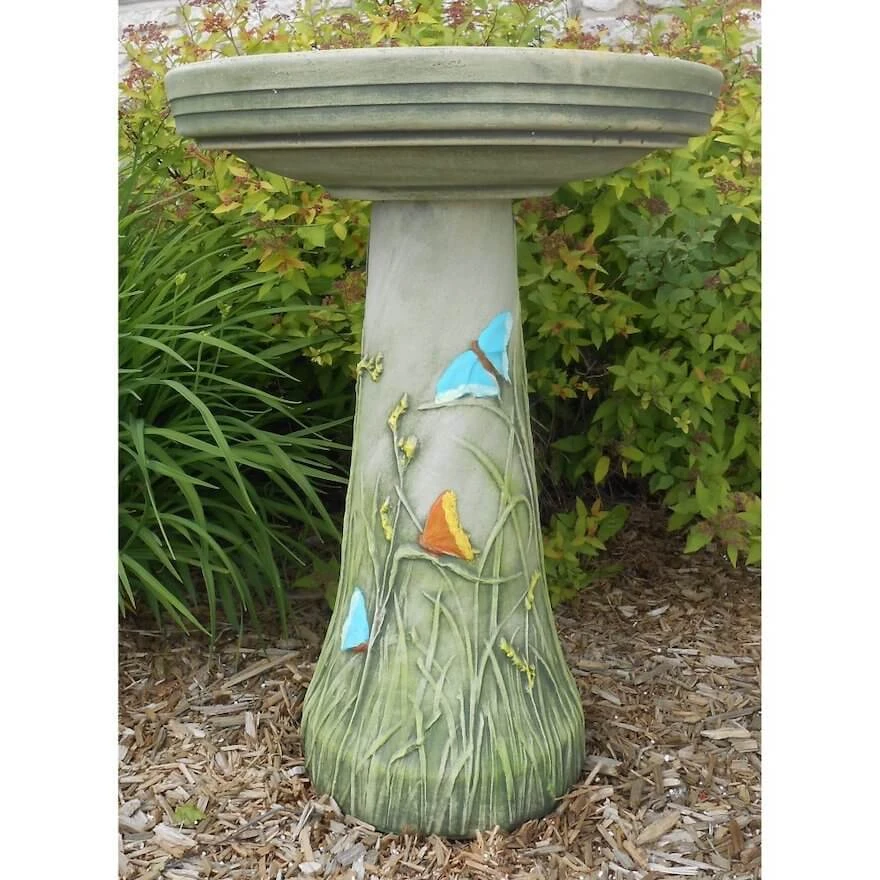 Butterfly Meadow Bird Bath-Locking Top 1 Butterfly Meadow Bird Bath-Locking Top