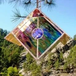 Copper-Stained Glass Birdhouse -Bird Haven Shop Copper Stained Glass Birdhouse Grape