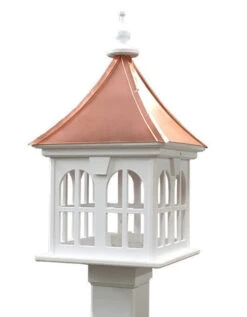 Copper Roof Vinyl/PVC Bird Feeder With Double Window- 29x14 -Bird Haven Shop Copper Roof Bird Feeder Windows
