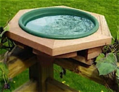 Wooden Deck-Mount Bird Bath