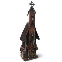 Large Church Birdhouses -Bird Haven Shop Large Church Birdhouse Brown