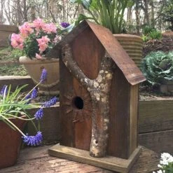 Rustic Log Front Birdhouses- 2 Sizes -Bird Haven Shop Log Front Birdhouse 11