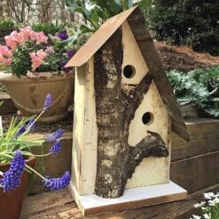 Rustic Log Front Birdhouses- 2 Sizes -Bird Haven Shop Log Front Birdhouse 5