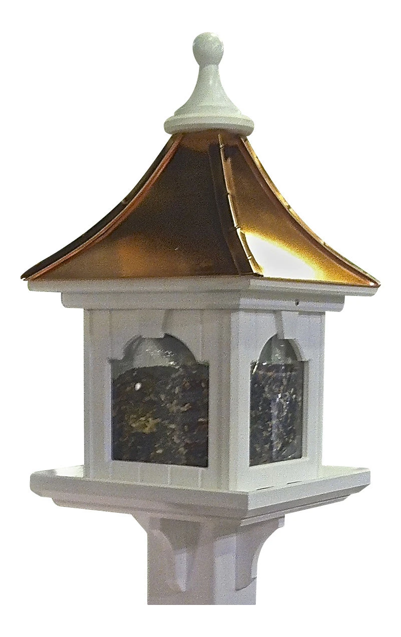 Copper Roof Bird Feeder Large Capacity With Post Mount 1 Copper Roof Bird Feeder Large Capacity With Post Mount