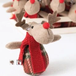 12 Reindeer Ornaments In Wood Crate -Bird Haven Shop Reindeer ornament detail