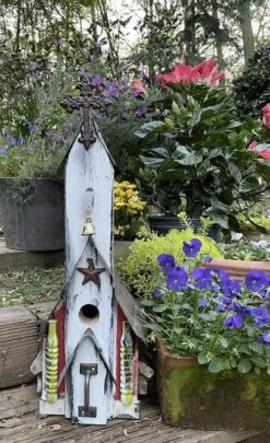 Rustic Church Birdhouses- Medium 16 Rustic Church Birdhouses- Medium -Bird Haven Shop Rustic Church Birdhouse 3