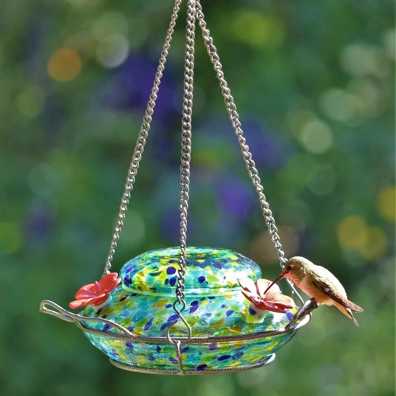 Solar Glass Hummingbird Feeder With Perch 1 Solar Glass Hummingbird Feeder With Perch