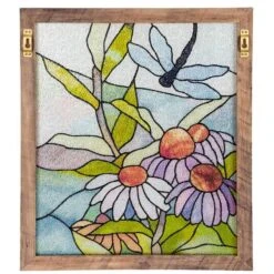 Stained Glass Dragonfly Panel -Bird Haven Shop Stained Glass Panel Hanger Detail