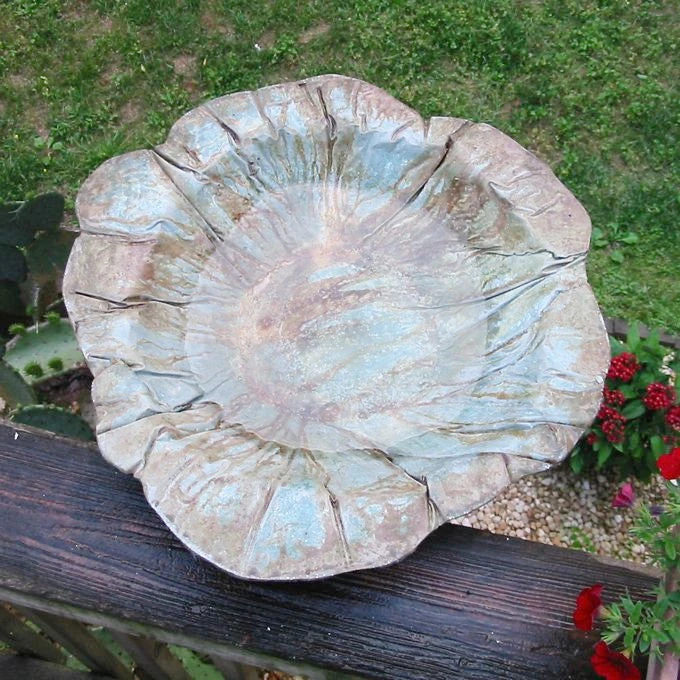 Large Ground Bird Bath- Organic Patina 2 Large Ground Bird Bath- Organic Patina - Image 2