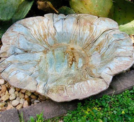 Large Ground Bird Bath- Organic Patina 1 Large Ground Bird Bath- Organic Patina