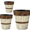 Wood Plank Vinyl Planters-Set/3
