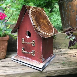 Barn Wood & Tin Rustic Birdhouses -Bird Haven Shop barn wood birdhouse red