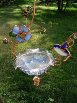 Hanging Dish Feeder/Mini Bath Stained Glass -Bird Haven Shop bluebird1 693bc267 38c9 467c 9699 bd4037d45e46