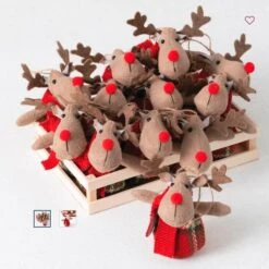 Bird Haven Shop -Bird Haven Shop crate of 12 reindeer ornaments