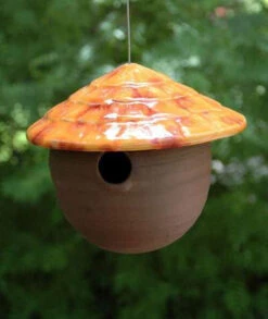 Ceramic Gourd Birdhouse -Bird Haven Shop jj fuzzy peach