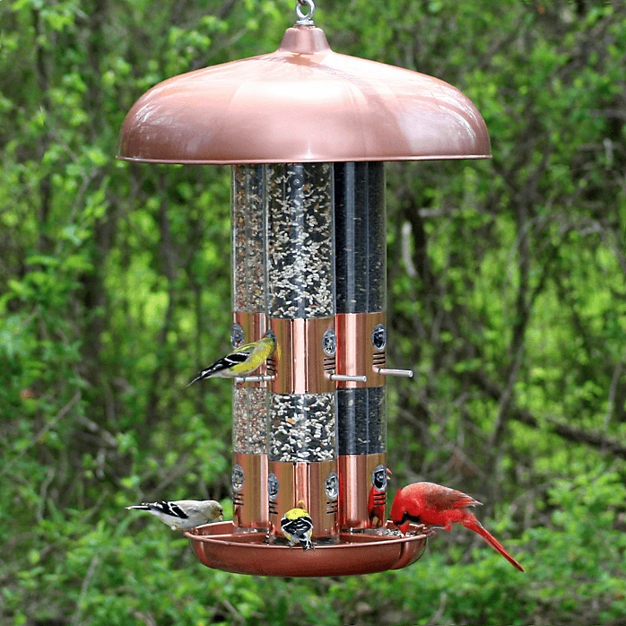 OPUS Large Capacity Triple Tube Bird Feeder W/ Copper Ports 1 OPUS Large Capacity Triple Tube Bird Feeder W/ Copper Ports
