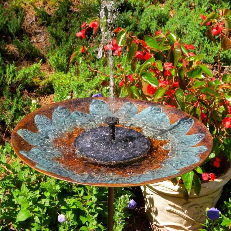 Brass Leaves Solar Bubbler Bird Bath 3 Brass Leaves Solar Bubbler Bird Bath - Image 3