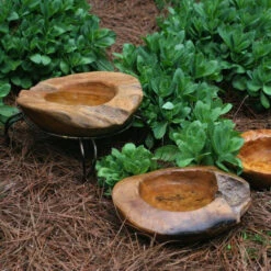 Teak Bird Bath, Deck-Mount Or Ground 2 Sizes -Bird Haven Shop small teak bath ground