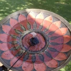 Red Petals Solar Bubbler Bird Bath