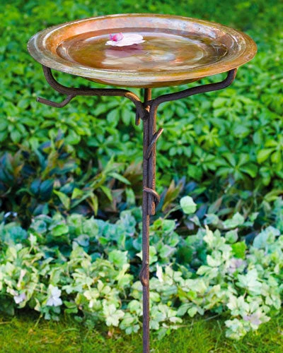 Solid Copper Staked Bird Bath 1 Solid Copper Staked Bird Bath