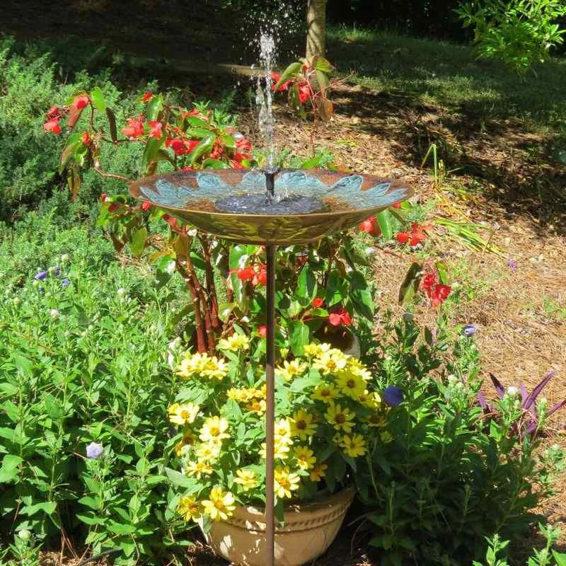 Brass Leaves Solar Bubbler Bird Bath 4 Brass Leaves Solar Bubbler Bird Bath - Image 4